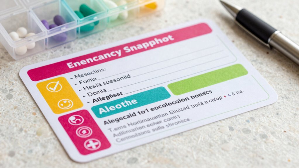 emergency medical information card