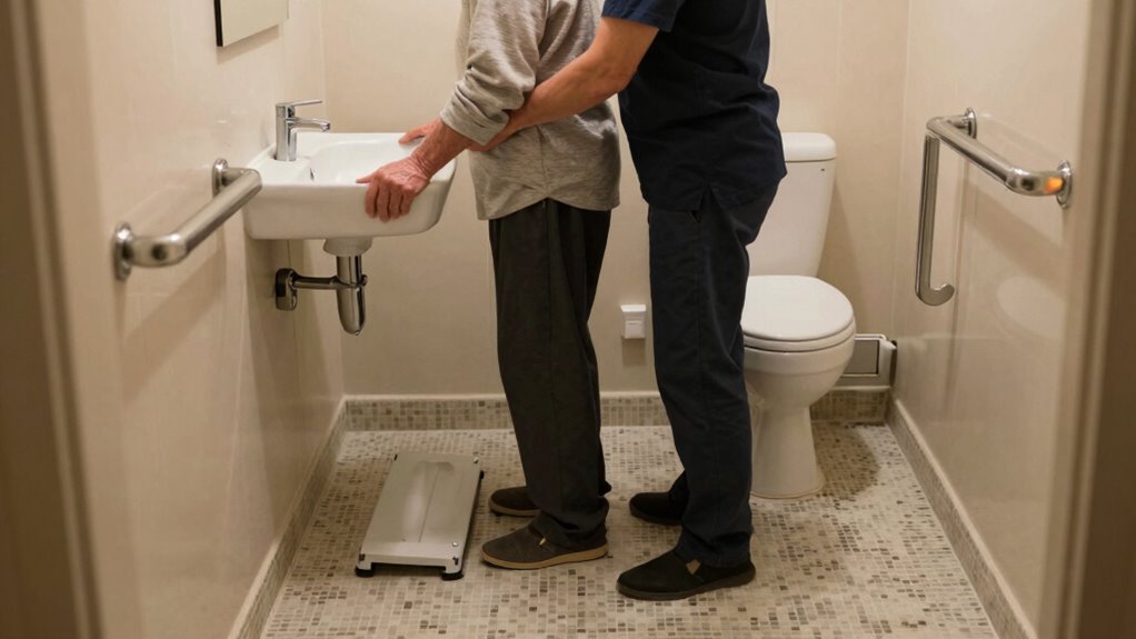 safe bathroom transfer techniques