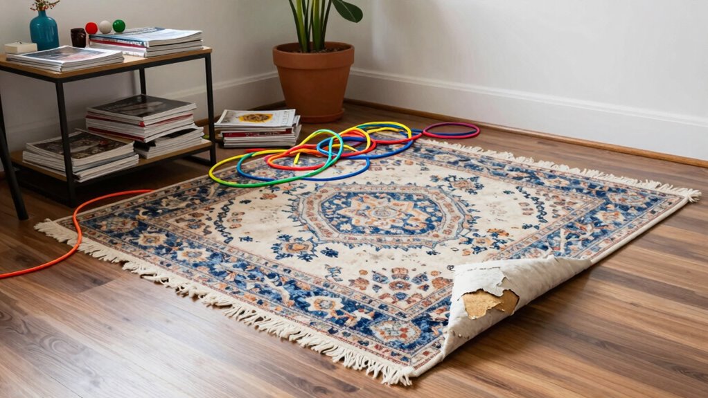 secure cords rugs hazards