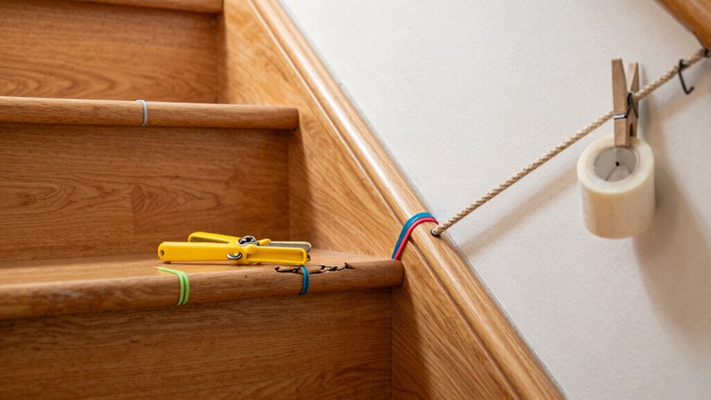 secure handrails with household items
