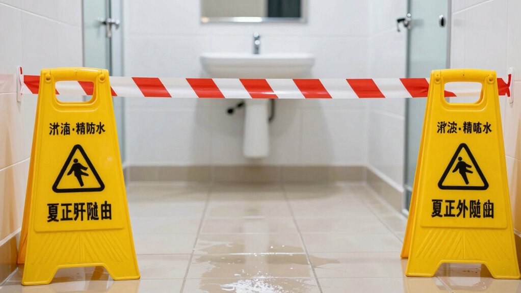 visible wet floor warning